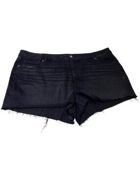 Old Navy Women's Zip Trinity OG Straight Shorts Washed Black Denim Frayed SZ  24
